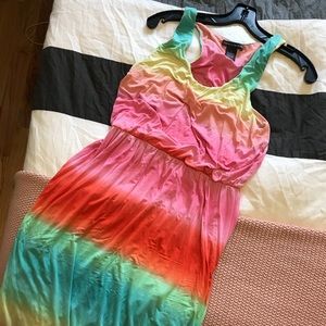 Pastel rainbow cotton maxi dress